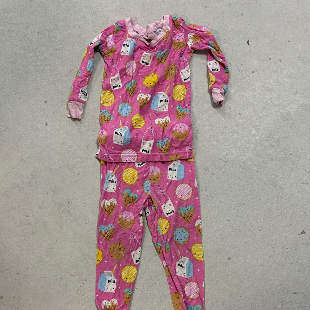 Little Sleepies Pink Pajama Set with Fun Snack Print